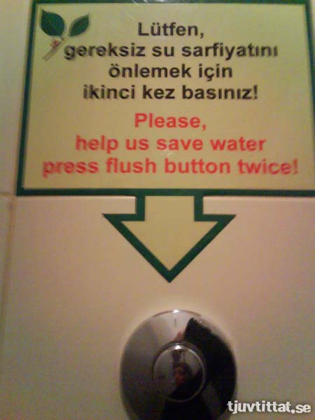 Toalett Istanbul skylt spola vatten