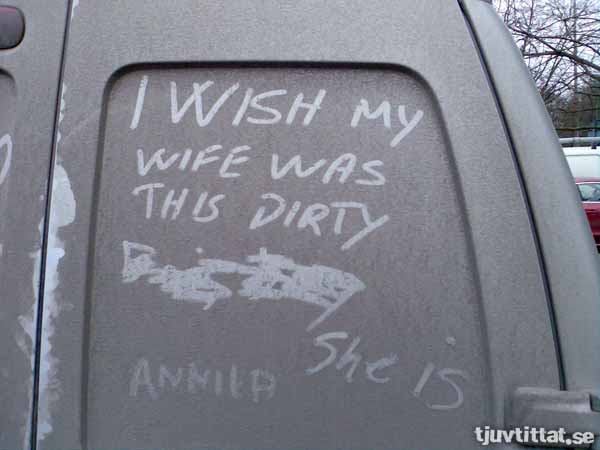 Smutsig dirty wife fru bil car