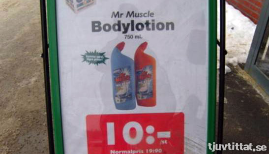 Mr. Muscle allrengöring = Bodylotion?
