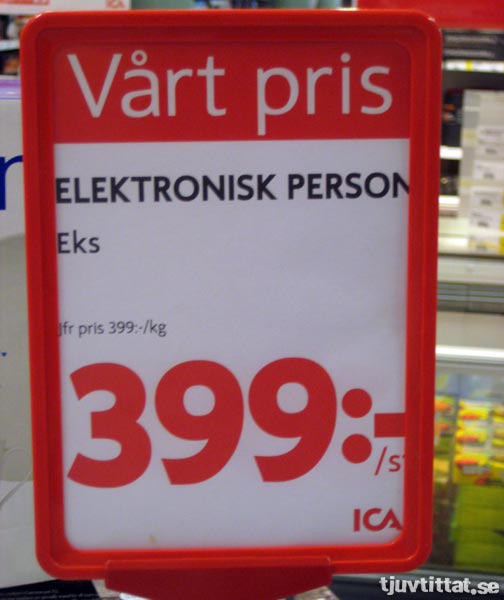 Elektronisk person - Jämförpris 399:- per kilo