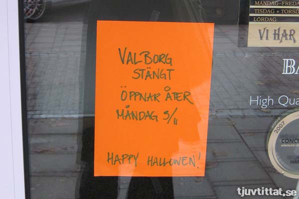 Valborg stängt. Öppnar igen i november…