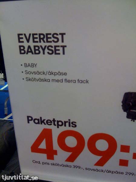 Everest babyset: Baby, sovsäck/åkpåse och skötväska